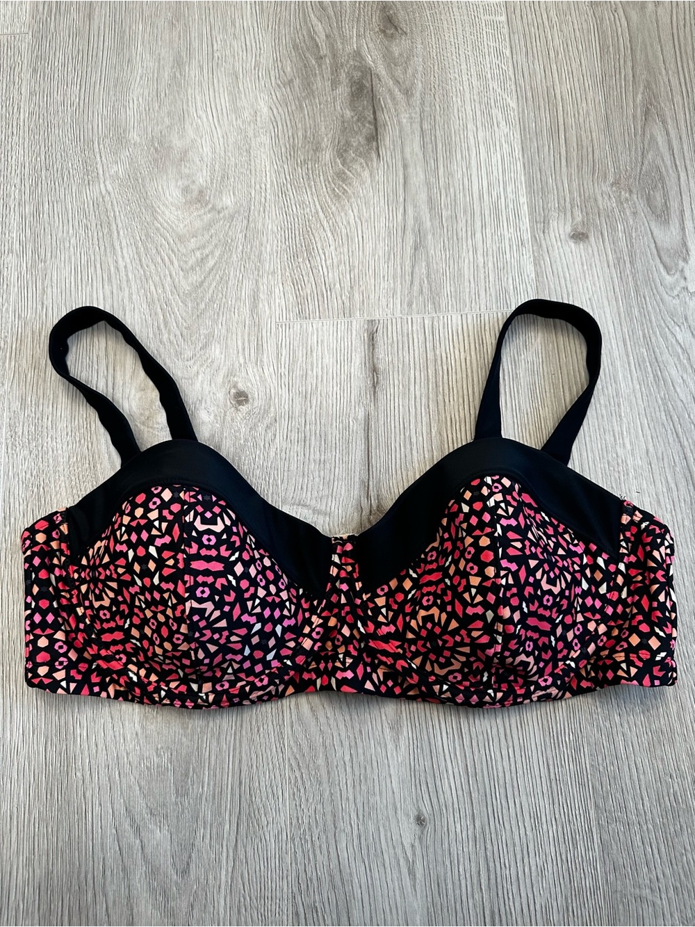 Ava & Viv Pink Geometric Underwire Bikini Top Size 18W